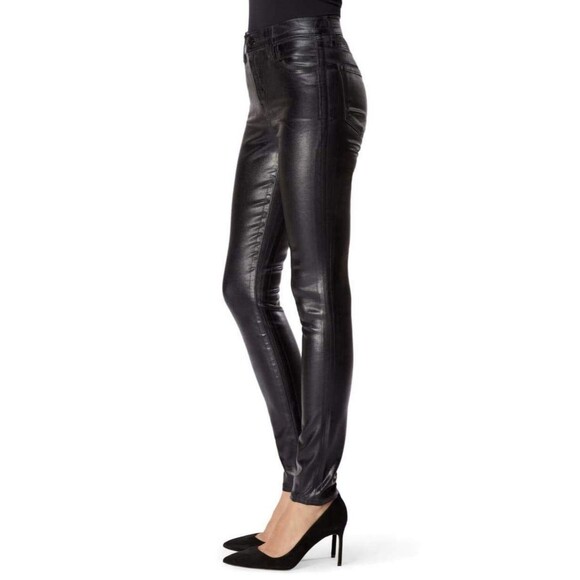 J BRAND MARIA High Rise Skinny Leg Faux Leather/Coated in Galactic Black 24x25 - Picture 3 of 16